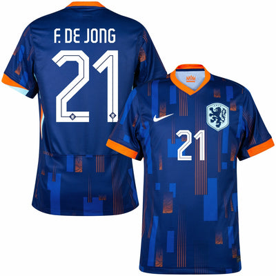 Netherlands Away F. De Jong 21 Fan Jersey Shirt 2024-2025 (Official Printing)
