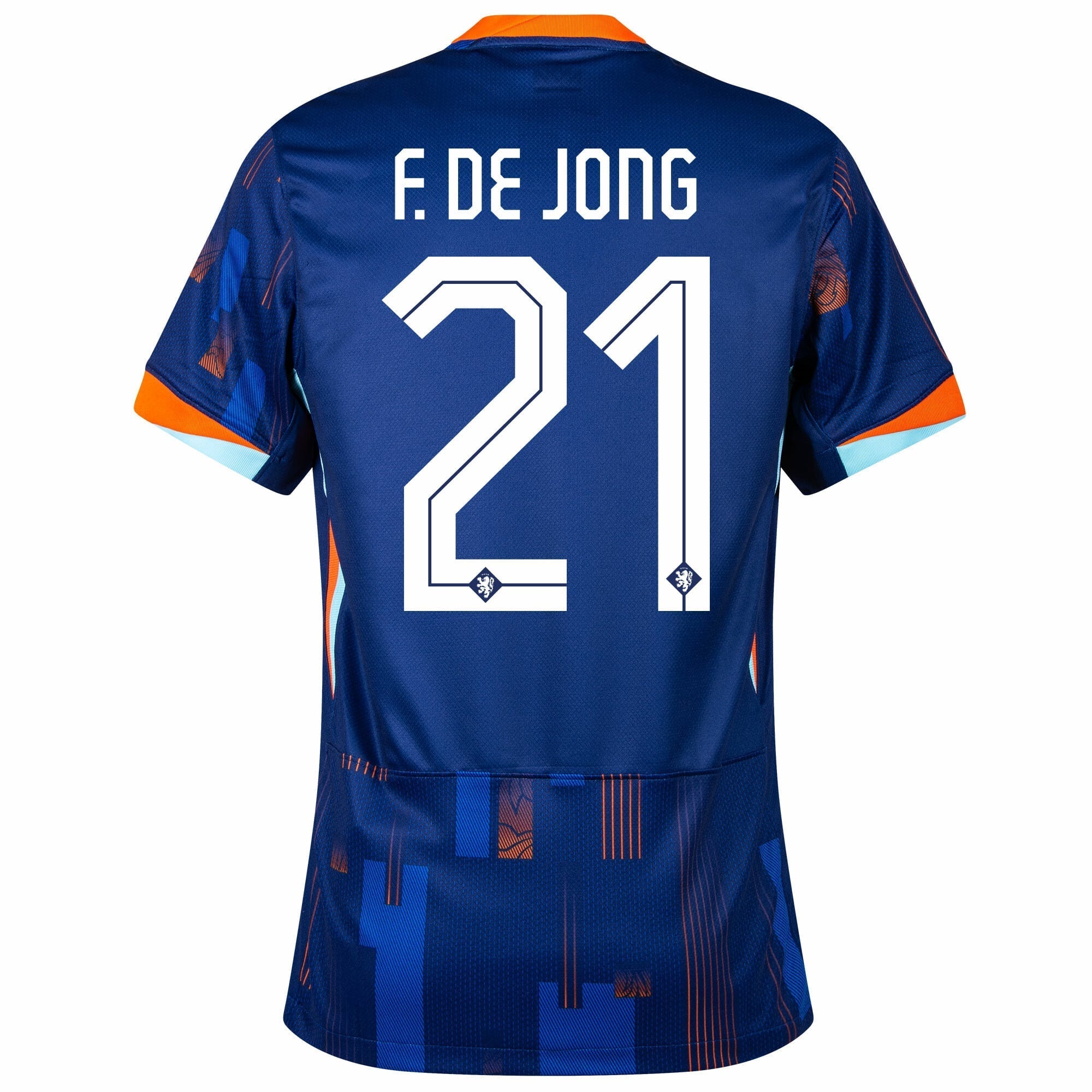 Netherlands Away F. De Jong 21 Fan Jersey Shirt 2024-2025 (Official Printing)